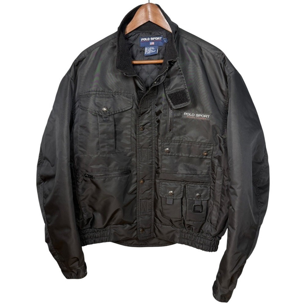 Vintage Polo Sport Ralph Lauren Mens Military Field Jacket Sz L Bomber Quilted